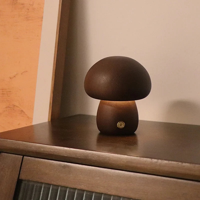 Cute Wooden Mushroom LED Night Light | Cozy Night Light Collection