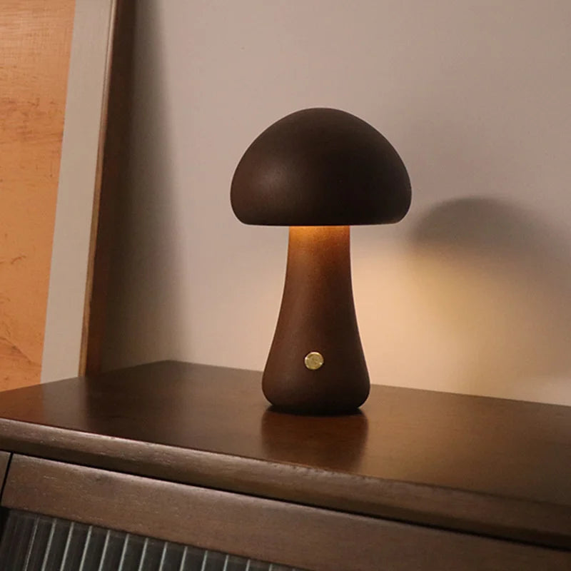 Cute Wooden Mushroom LED Night Light | Cozy Night Light Collection