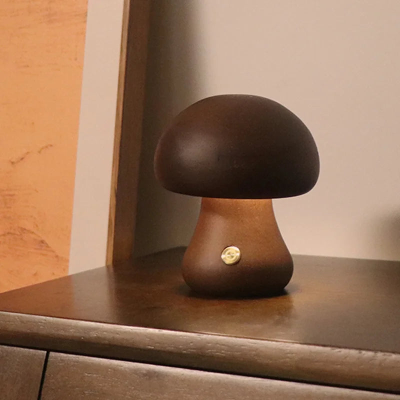 Cute Wooden Mushroom LED Night Light | Cozy Night Light Collection