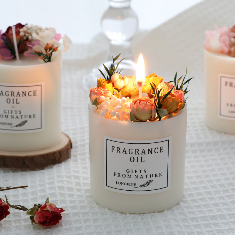 Dried Flowers Decor Romantic Candles 330g | Cozy Candle Collection